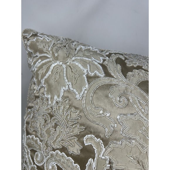 Glass Beaded Pillow By Elizabeth Phillips Handmade Rare New With Tags 22x22 - Picture 6 of 10